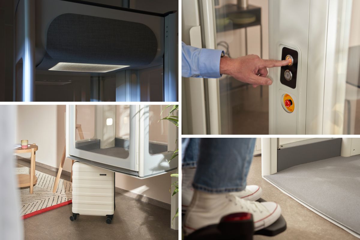 Nærbilder av en Stannah Uplifts-boligheis